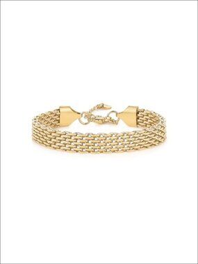 14K Gold Plated Chunky Woven Link Chain Bracelet Adjustable
